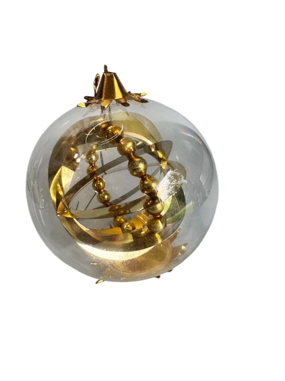 Resl Lenz Germany Glass Spinner Ornament Gold Foil Globe MCM 4 1/2" - Picture 5 of 7